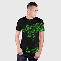 Футболка спортивная мужская Razer брызги, цвет: 3D-принт — фото 2