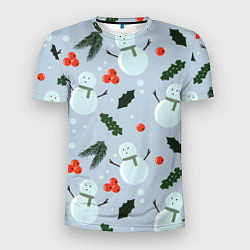 Мужская спорт-футболка Снеговики и ягодки