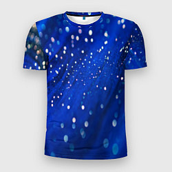 Футболка спортивная мужская Белые пузыри на синем фоне, цвет: 3D-принт