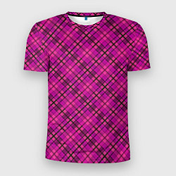 Мужская спорт-футболка Малиново розовый узор в клетку