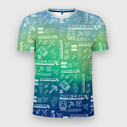 Мужская спорт-футболка Майнкрафт символы на потертом фоне