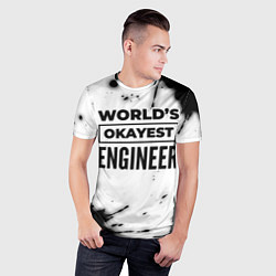 Футболка спортивная мужская Worlds okayest engineer - white, цвет: 3D-принт — фото 2