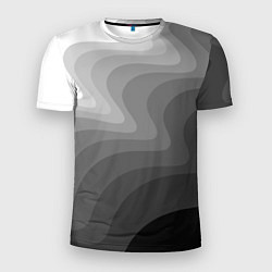 Футболка спортивная мужская Черно белые волны, цвет: 3D-принт