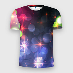 Мужская спорт-футболка Поп арт неоновые звезды космического неба
