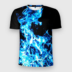 Мужская спорт-футболка Красивый неоновый синий огонь