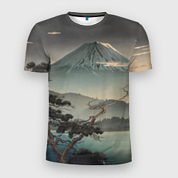 Мужская спорт-футболка Великий вулкан Фудзияма