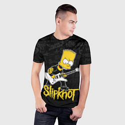 Футболка спортивная мужская Slipknot Барт Симпсон рокер логотипы, цвет: 3D-принт — фото 2