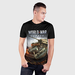 Футболка спортивная мужская World War Heroes логотип и танки, цвет: 3D-принт — фото 2
