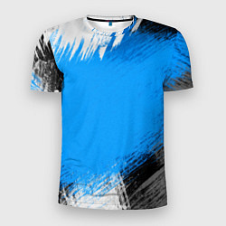Футболка спортивная мужская Абстрактный пятнистый черно-синий узор, цвет: 3D-принт