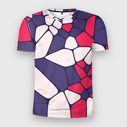 Мужская спорт-футболка Бело-фиолетово-красный паттерн из камней