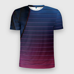 Мужская спорт-футболка Абсрактная лестничная тёмно-синяя текстура