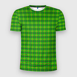 Мужская спорт-футболка Шотландка зеленая крупная