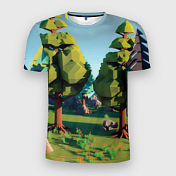 Мужская спорт-футболка Воксельный лес