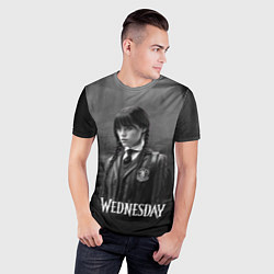 Футболка спортивная мужская Wednesday черно-белый стиль, цвет: 3D-принт — фото 2