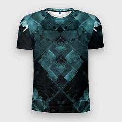Футболка спортивная мужская Голубые и чёрные полоски, цвет: 3D-принт