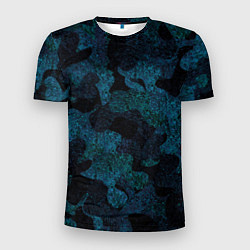 Футболка спортивная мужская Камуфляж тёмно-синий, цвет: 3D-принт