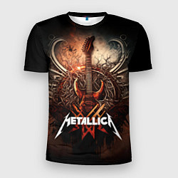 Футболка спортивная мужская Metallica гитара и логотип, цвет: 3D-принт