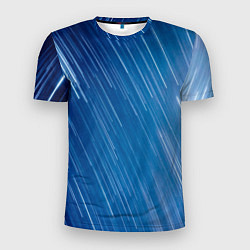 Мужская спорт-футболка Белые полосы на синем фоне