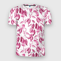 Мужская спорт-футболка Лимоны в розовом монохроме - паттерн