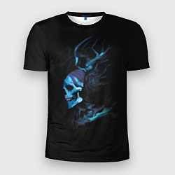 Мужская спорт-футболка Blue skeleton with horns