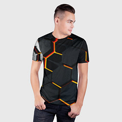 Футболка спортивная мужская Плиты стиль соты киберпанк, цвет: 3D-принт — фото 2