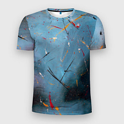 Мужская спорт-футболка Тёмно-синий абстрактный туман и краски