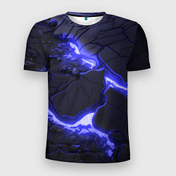 Мужская спорт-футболка Красивая синяя неоновая лава