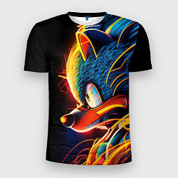 Футболка спортивная мужская Яркий неоновый соник, цвет: 3D-принт