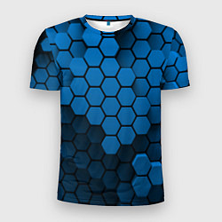 Мужская спорт-футболка Голубые соты абстракция