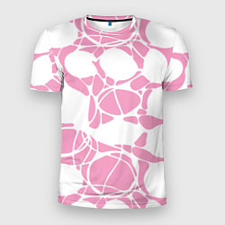 Футболка спортивная мужская Абстрактные белые овалы на розовом фоне, цвет: 3D-принт