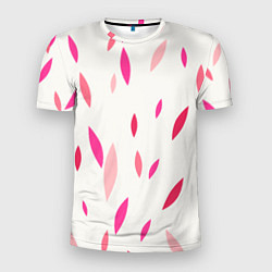 Мужская спорт-футболка Нежный светлый фон и листья в оттенках розового