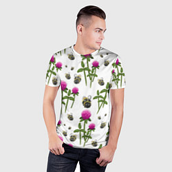 Футболка спортивная мужская Клевер и пчёлки - паттерн, цвет: 3D-принт — фото 2
