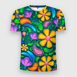 Мужская спорт-футболка Мандала на энергию - цветы
