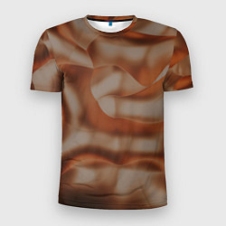Мужская спорт-футболка Тёмно-золотистые абстрактные волны