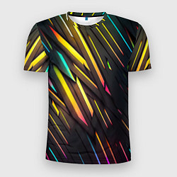 Футболка спортивная мужская Неоновые абстрактные линии, цвет: 3D-принт