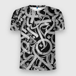 Мужская спорт-футболка Черно-белая каллиграфия