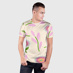 Футболка спортивная мужская Цветок игольчатый и веточка, цвет: 3D-принт — фото 2