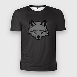 Мужская спорт-футболка Злой серый волк с красными глазами