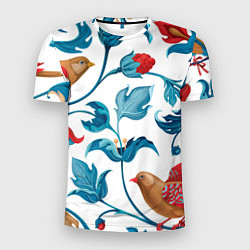 Мужская спорт-футболка Узоры и птицы