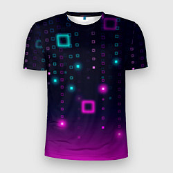 Мужская спорт-футболка Светящиеся неоновые квадраты