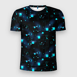 Мужская спорт-футболка Светящиеся неоновые квадраты