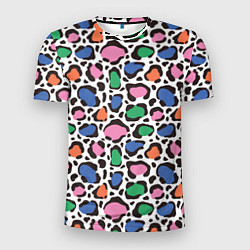 Мужская спорт-футболка Разноцветные пятна леопарда