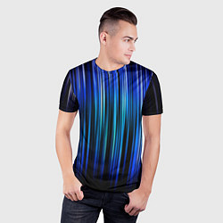 Футболка спортивная мужская Neon line stripes, цвет: 3D-принт — фото 2