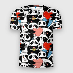 Мужская спорт-футболка Панды с сердечками