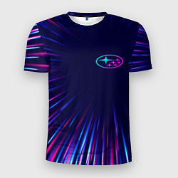 Мужская спорт-футболка Subaru neon speed lines