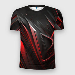 Футболка спортивная мужская Объемные красные и черные полосы, цвет: 3D-принт