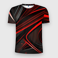 Мужская спорт-футболка Black and red abstract