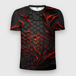 Мужская спорт-футболка Объемные огненные плитки