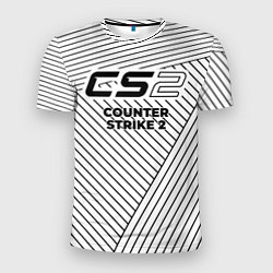 Футболка спортивная мужская Символ Counter Strike 2 на светлом фоне с полосами, цвет: 3D-принт