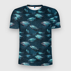 Мужская спорт-футболка Текстура из рыбок
